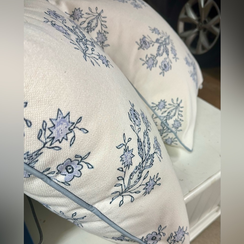 Blue Floral Throw Pillows - Picture 2 of 3